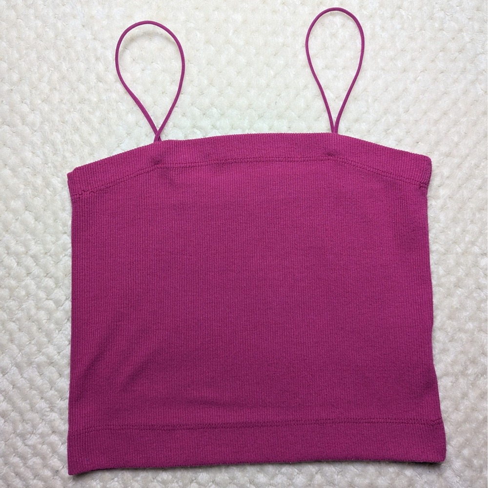 American Eagle Ribbed Cropped Cami Tank XS Pink‎ Y2K Basic